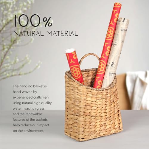 Woven Hanging Water Hyacinth Baskets, Hanging Wall Wicker Basket, Handmade Organizer Baskets, Hanging Flower Basket for Shelves, Walls, Doors, Balconies, Front of House, Garden, Farmhouse, Home. - color: Light Brown
