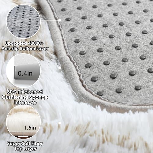 ONASAR Area Rugs for Bedroom Living Room, Fluffy 4x6 White and Beige Throw Rug, Geometric Boho Shaggy Soft Plush Indoor Floor Carpet for Nursery Kids Girls Boys Teen Dorm Home Decor Aesthetic - color: 3- White / Beige, size: 4' x 6' (Rectangular)