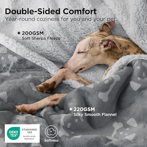 Bedsure Waterproof Dog Blankets for Small Dogs - Soft Print Sherpa Fleece Puppy Cat Blanket Washable, Cozy Plush Reversible Throw Furniture Protector for Pet Kitten Doggy, 25"X35", Anchor Gray - color: Anchor Gray-dog, size: S(25x35")