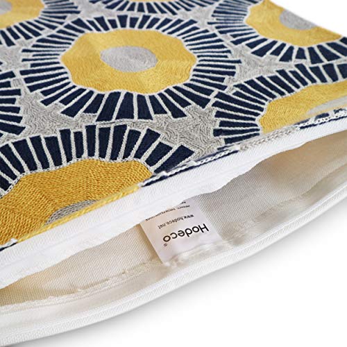 Embroidery Throw Pillow Covers 18x18 Home Decor Floor Pillow Cover for Couch Sofa Bed Room Chair 100% Cotton Cushion Cover Pillowcase 45x45cm Yellow Sunflowers Embroidered, 1 Piece - color: Blue and Yellow