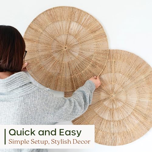CHI AN HOME Wicker 23 Inch Jute Wall Decor Baskets, Set of 6 Extra Large Woven Jute Wall Plates, 23",21",15",13",12,10", Decorative Baskets for Wall Arts, Wall Hanging for Bedroom, Living Room, Office - size: Set of 6 - Extra Large