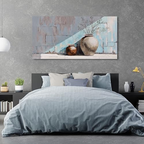 Home Decor Framed Art Modern Art Wall Decor Blue Wall Art Vintage Farmhouse Wall Art Vase Painting for Bedroom Living Room Decoration Home Kitchen Office 20" X 40" - color: Blue, size: 40"L x 20"W