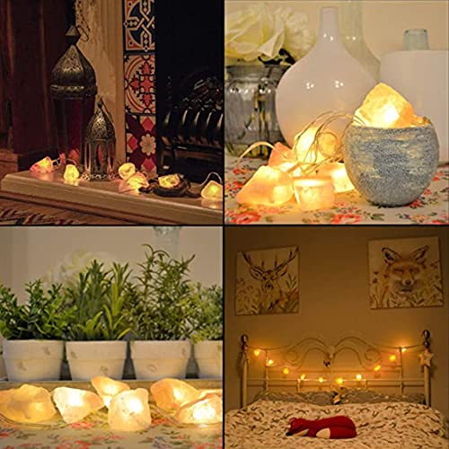 Fantasee Himalayan Salt String Light, Natural Hand Carved Salt Crystal Light Release Negative Ions for Bedroom, Living Room, Office, Home Deco, Yoga, Night Light, Gift (11.5ft 20led) - size: 11.5ft 20led