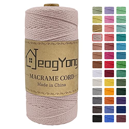 JeogYong Macrame Cord 2mm x 218 Yards, 3-Strand Twisted Natural Cotton Rope, Cotton String Coloured Craft Cord for Plant Hanger Wall Hanging Knitting Crafts, Hemp Grey Color - color: Hemp Grey