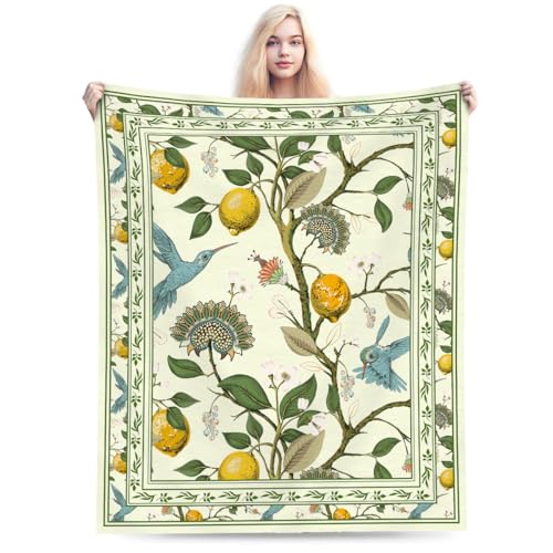 Lemon Throw Blanket for Couch Chair Sofa Bed, Flannel Soft Watercolor Summer Fruits Paisley Floral Bird Vintage Blanket for Bedroom Living Room Car, Warm Cozy Blankets for All Season 30"x 40" - color: Lemon07, size: 30X40 inch