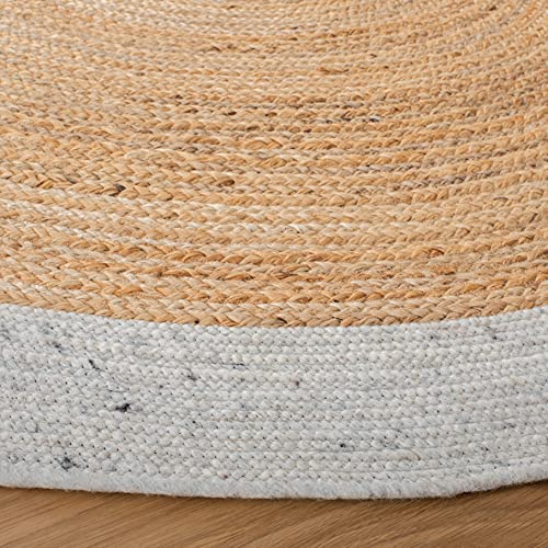 SAFAVIEH Braided Collection 3' Round Light Grey / Natural BRD910F Handmade Country Cottage Reversible Jute Area Rug - color: Light Grey/Natural, size: 3' (Round)
