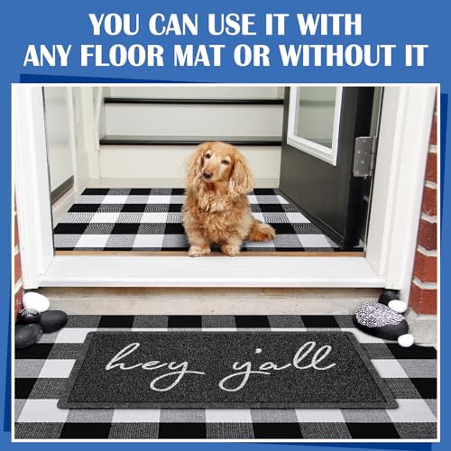 Geelin 2 Pcs 30'' x 18'' Doormat 43'' x 27.5'' Black and White Layered Rug for Front Door Mat Outside Entrance Welcome Door Mats for Indoor Outdoor Entryway Porch Decor(Hey Y'all) - style: Hey Y'all