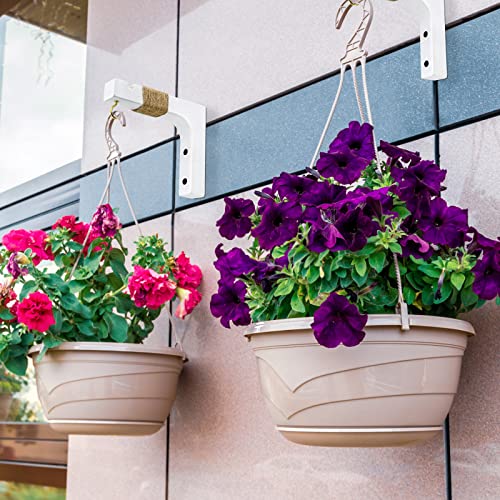 2 Pack Plant Hanger Hooks for Indoor Hanging Plants, Farmhouse Wooden Hanging Basket Wall Hooks for Outdoor Flower Pots Lanterns Wind Chime Lights Garden Decoration - color: White