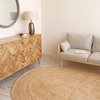 HOMEMONDE Reversible Oval Jute Area Rug - 5 x 8 ft Hand Woven Natural Fiber - Farmhouse Braided Rugs for Dining Room/Hallway/Office/Kitchen/Bedroom (Natural) - size: 5' x 8' (Oval)