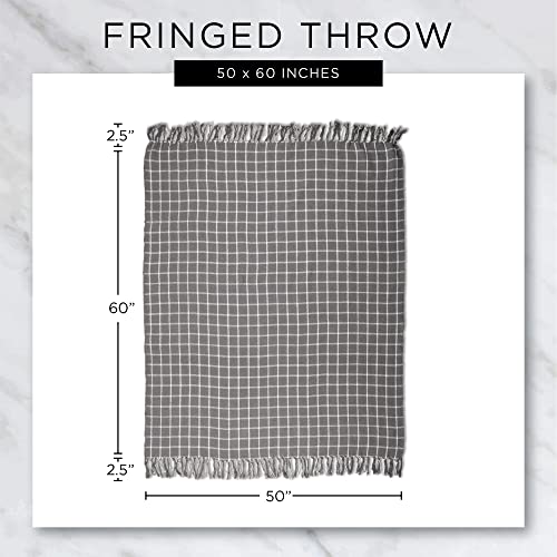 DII California Casual, Colby Southwest Woven Throw, Black & Gray, 50x60 - color: Black & Gray