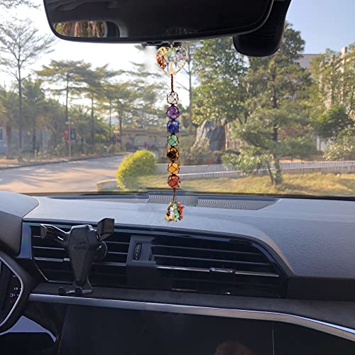 2 Pieces of 7 Chakras Healing Crystals and Tree of Life Wall Hanger Tumbled Gemstones Meditation Hanging Ornament Christmas Tree Memorial Hanging Pendant (Style 4) - color: A-style 22
