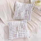 LUOYEHK Boho Throw Pillow Covers 16x16 Inch Set of 2 Chenille Tufted Pillowcase Farmhouse Neutral Cushion Covers for Couch Sofa Bed Living Room, Brown White - color: Brown White, size: 16" x 16" (Pack of 2)