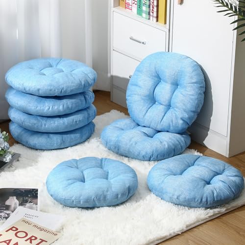 Fumete 8 Pcs 16 Inch Floor Cushions Pillow for Kids Bulk Classroom Round Flexible Seating Floor Cushions for Students Home Daycare School Reading Corner Yoga Meditation Picnic (Sky Blue) - color: Sky Blue