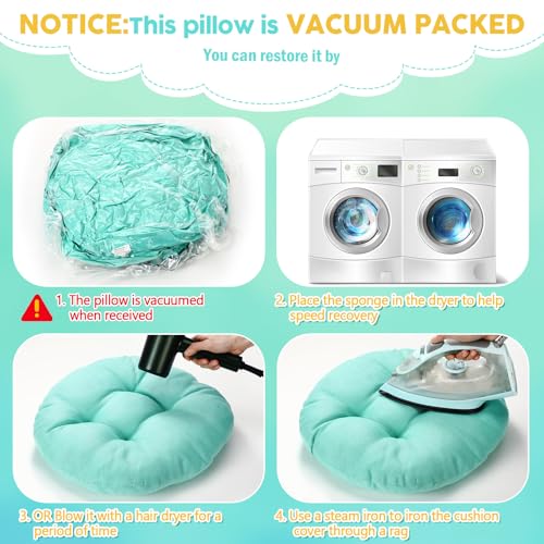 Fumete 8 Pcs 16 Inch Floor Cushions Pillow for Kids Bulk Classroom Round Flexible Seating Floor Cushions for Students Home Daycare School Reading Corner Yoga Meditation Picnic (Mint Green) - color: Mint Green