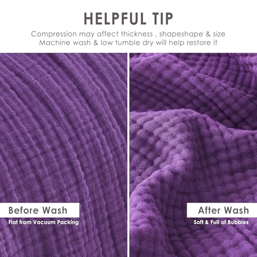 EMME Cotton Muslin Throw Blanket Couch Breathable Gauze Blanket Soft Lightweight Blankets Adults (Purple, 50"x60") - color: 13 - Purple, size: Throw (50" x 60")