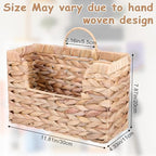 WLLHYF Woven Hanging Magazine Holder Water Hyacinth Storage Basket Wall Mounted Wicker Organizer Boho Modern Farmhouse Book Rack with Handle File Newspaper Mail Holder for Home Office
