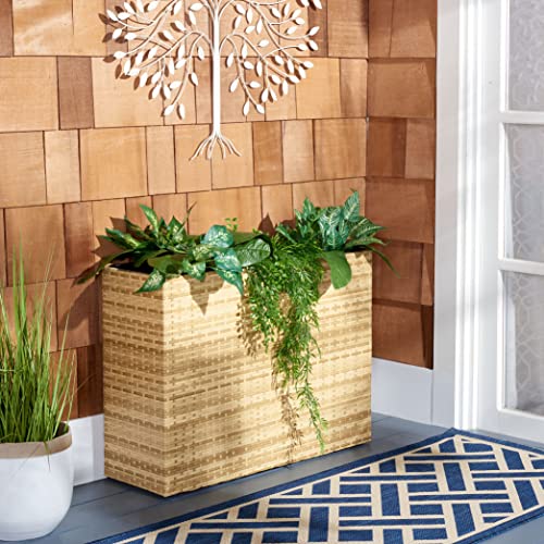SAFAVIEH Outdoor - Rita Natural Brown Wicker 3-Tier Plant Stand with Baskets, Vertical Flower Rack Planter Shelf for Patio, Balcony, Garden, 32.28"W x 11.02"D x 24.8"H (PAT7705D) - color: Natural