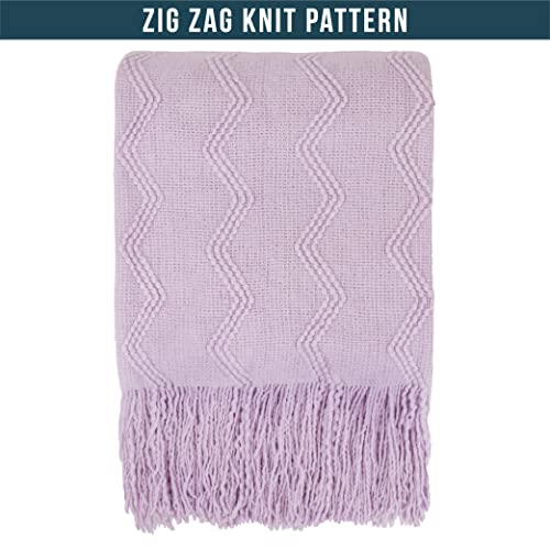 PAVILIA Lavender Purple Knit Throw Blanket for Couch, Twin Bed, Soft Knitted Farmhouse Sofa Throw for Living Room, Lightweight Decorative Summer Blanket for Chair, Outdoor Textured Boho Blanket, 60x80 - color: Lavender Purple, size: 60 X 80 Inches - Twin