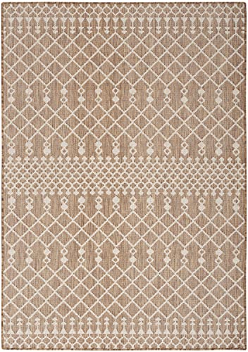 Nourison Home Positano Jute 6' x 9' Area Rug - Easy Clean, Non Shedding, Bed Room, Living Room, Dining Room, Kitchen (6' x 9') - color: Jute, size: 6' x 9' (Rectangular)