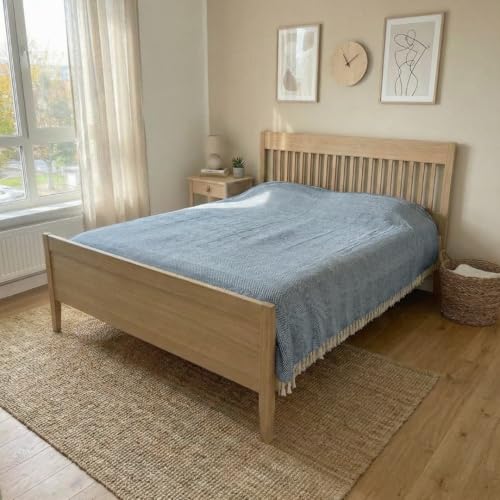 Bed Blanket, Queen Size (79 x 90 Inch), Cotton-Rich Blend, Soft Textured Woven Coverlet, Easycare, Lightweight & Breathable Bed Layering, All Season Bedding, Navy Blue - color: Navy Blue, size: Queen
