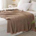 WESHIONGOO Throw Blanket for Couch Soft Knit Throw Blanket with Chenille Yarn Non-Shedding, Chenille Blanket for Living Room Bed Sofa (Brown, 50"*60") - color: Brown