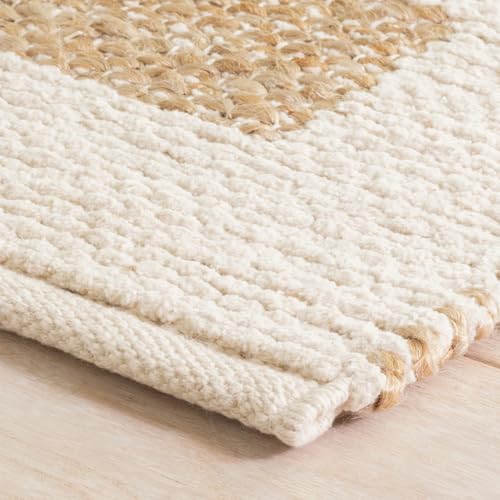 Dash & Albert Milo Ivory Handwoven Jute/Cotton Rug, 2.5 X 8 Feet, Tan Stripe Pattern - color: Milo Ivory, size: 2'6" x 8' (Runner)