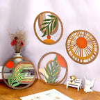 Zzbakress 4 Pcs Boho Wall Decor Rustic Wooden Hollow Bobo Wall Art Bohemian Bedroom Decor 10 inch Farmhouse Wall Hanging Decor Boho Minimalist Wall Art for Bedroom Living Room (Rustic, 4)