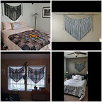 Youngeast Macrame Wall Hanging Large Macrame Curtains Leaf Shape Beads Wall Decor Boho Tassel Wall Art Woven Tapestry Headboard Backdrop Gray - color: Gray