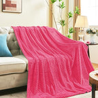 inhand Hot Pink Fleece Twin Blanket, Lightweight Leaves Pattern Fuzzy Blanket for Couch Sofa, All Season Use, 60 x 90 Inches - color: Hot Pink, size: Twin/Twin XL-60x90 IN