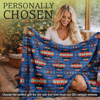 Sacred Thread Aztec Blanket Fleece, Reversible Native American Blanket, Western Throw, Native American Western (Blue Flannel), Queen (79”x95”) - color: Blue Flannel, size: Queen (79”x95”)