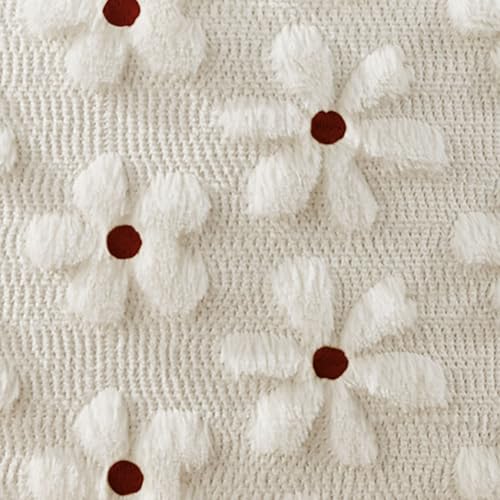 DFXSZ Spring Summer Pillow Covers 16x16 inch Set of 2 Farmhouse Decor Rust Color Flower Heart Daisy Soft Plush Faux Fur Jacquard Throw Pillows for Bedroom Sofa Holiday Spring Home Decor PTK024B16 - color: Rust White, size: 16" x 16" (Pack of 2)