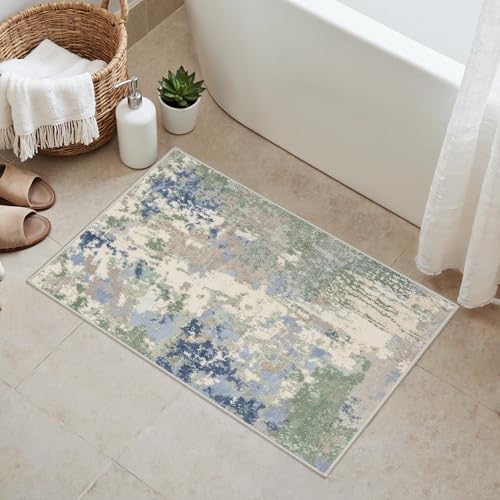 GENIMO 2X3 Washable Modern Doormat, Non-Slip Low Pile Chenille Area Rug, Small Entry Mat for Entrance Hallway Kitchen Bathroom, Sage Mist - color: Sage Mist, size: 2' x 3' (Rectangular)