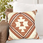 Alysheer Boho Tufted Decorative Throw Pillow Cover with Tassels Fringe 18''x18'', Cotton Velvet Reversible Woven Bohemian Style Cushion Case for Sofa Couch Living Room Gifts (Burnt Orange)