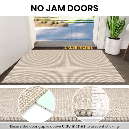 IOHOUZE Washable Runner Rug 2x5 Non Slip Runners for Hallways Entryway Runner Indoor, Kitchen Throw Rug Woven Cotton Floor Carpet for Hall Entrance Bedroom, Cream/Beige - color: Cream/Beige, size: 2' x 5' (Runner)