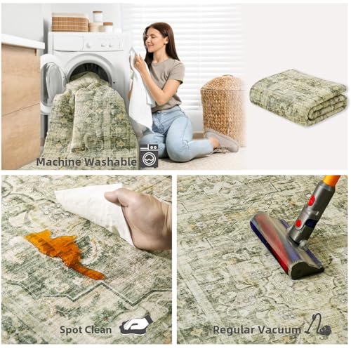 2x3 Washable Area Rugs for Entryway: Small Boho Rug Non Slip Door Mat Indoor Entrance Low Pile Soft Throw Rugs for Inside Front Door Floor Bedroom Bedside Kitchen Nursery Dorm Room Entry - color: Green, size: 2' x 3' (Rectangular)