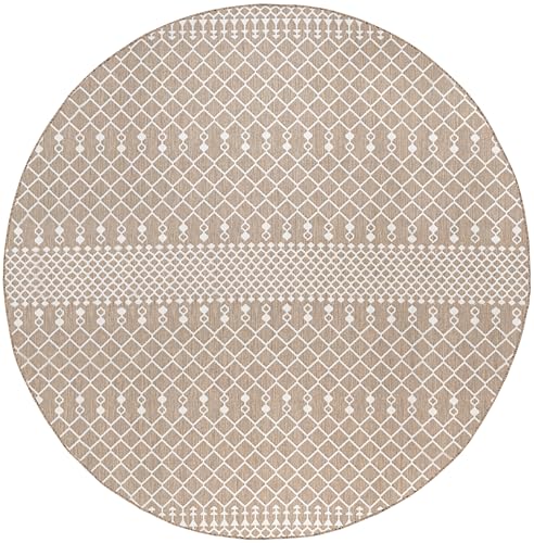 Nourison Home Positano Beige 8' x Round Area Rug - Easy Clean, Non Shedding, Bed Room, Living Room, Dining Room, Kitchen (8' x Round) - color: Beige, size: 8' (Round)