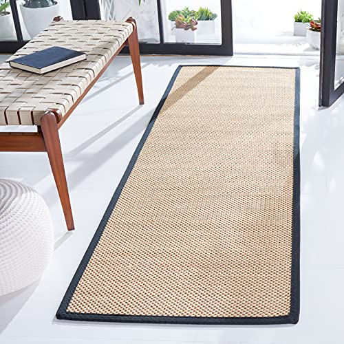 SAFAVIEH Natural Fiber Collection Runner Rug - 2'6" x 6', Maize & Black, Sisal, Woven Design with Border (NF141A) - color: Maize/Black, size: 2'6" x 6' (Runner)