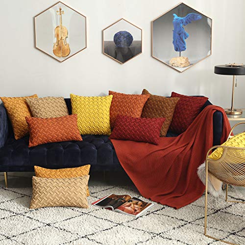 vctops Boho Basket Weave Pattern Decorative Throw Pillow Cover Super Soft Suede Solid Square Accent Cushion Case for Couch Sofa Car (Champagne,18"x18") - color: Champagne, size: 18" x 18" (Pack of 1)