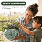 Ceramic Hanging Planter Mosaic Hanging Flower Pot Small Plant Pot for Indoor Plant Disco Ball Planter with Drainage - color: Square Green