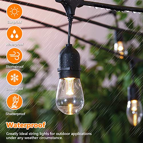 Lakumu 2-Pack 3 Color Dimmable LED Outdoor String Lights for Patio with Remotes, 96FT Waterproof Hanging Lights with Shatterproof Edison Bulbs for Bistro Backyard-Warm White/Neutral White/Daylight - color: Black-2700K/4000K/5000K, size: 96FT(48FT*2)
