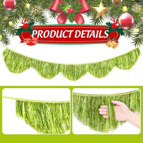 FYSUIMU Party Decoration Lime Green Fringe Garland 6.6 Ft Hanging Layored Scalloped Christmas Banner for Bachelorette Party Supplies Birthday Photo Booth Margarita Bach Decor Bridal Shower Backdrop - color: Lime Green