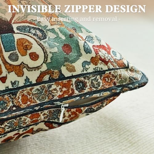 Boho Soft Velvet Throw Pillow Covers 12x20 in Vintage Moroccan Rug Tribal Pattern Pillowcases, Antique Ethnic Decor, Geometric Pattern Cushion Cover for Sofa Living Room, Blue, 2 Pack - color: Blue, size: 20" x 12" (Pack of 2)