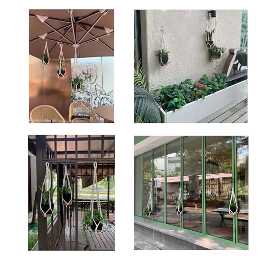 Hanging Planters with Macrame Plant Hangers for Indoor Outdoor Plants, 3 Set Hanging Baskets Flower Pots Holders 35''/27''/21'', Self-Watering Pots 7''/6''/5.5'', Boho Home Decor, Black - color: Black