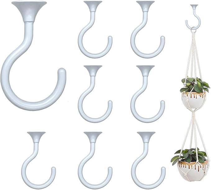 8 Sets Heavy Duty Swag Ceiling Hooks with Hardware for Hanging Plants, Cavity Wall Fixing, Easy Installation, Holds Up to 30lbs, Ideal for Home & Garden (8 Sets, White)