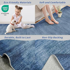 2x6ft Non-Slip Washable Kitchen Rug - Modern Carpet Runner for Hallway,Bedroom Bedside,Laundry Room,Entryway with Rubber Backing – Abstract Neutral Low-Pile Thin (Navy Blue,2x6) - color: Navy Blue, size: 2' x 6' (Rectangular)