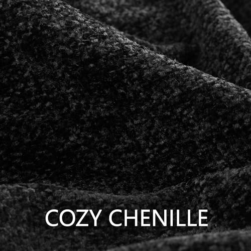Chenille Throw Blanket for Couch 50"X 60", Soft Cozy Throws with Fringe Tassel for Bed Sofa Chair Cover, Lightweight Knitted Decorative Boho Blankets for Living Room, Black - color: Black, size: 50x60 inch