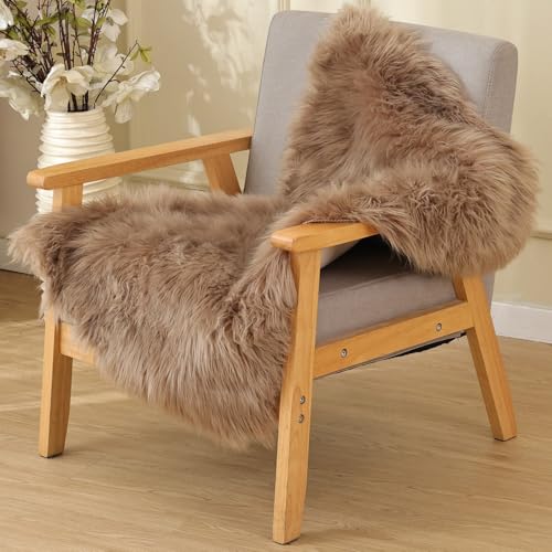 ORINOVA Beige Faux Sheepskin Fluffy Fur 2x3 Area Rugs for Bedroom Washable Shaggy Carpet Rug for Living Room Nursery Furry Rug Home Décor - color: Beige, size: 2' x 3' (Rectangular)