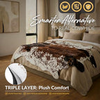 NativeSkins Faux Cowhide Rug 6'3" x 8'2" – Brown Cow Print Area Rug for Living Room & Bedroom – Non-Shedding, Flat-Lay, Pet-Friendly – Faux Suede Grip Backing – Vegan Western Farmhouse Decor - size: 6'3" x 8'2" (X-Large)