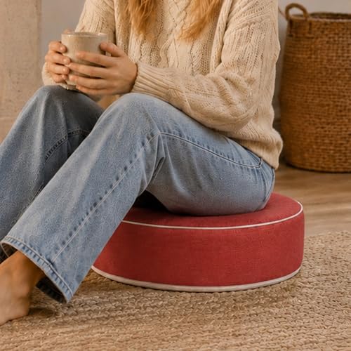 Round Floor Cushions - 20" x 6" Indoor-Outdoor Flexible Seating for Home Decor, Picnics, Yoga Studios & Meditation Spaces Modern Foam-Filled Meditation Cushion (1, Orange, 20x20x6 Inches) - color: Orange
