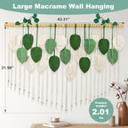 Large Macrame Wall Hanging Handmade Boho Tapestry 43"x32" - Wall Art Decor for Living Room, Bedroom, Wedding (Green)